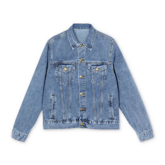 Denim Jacket — 'NICE Fingerboards' Graphic Back Patch, Retro Skate Style