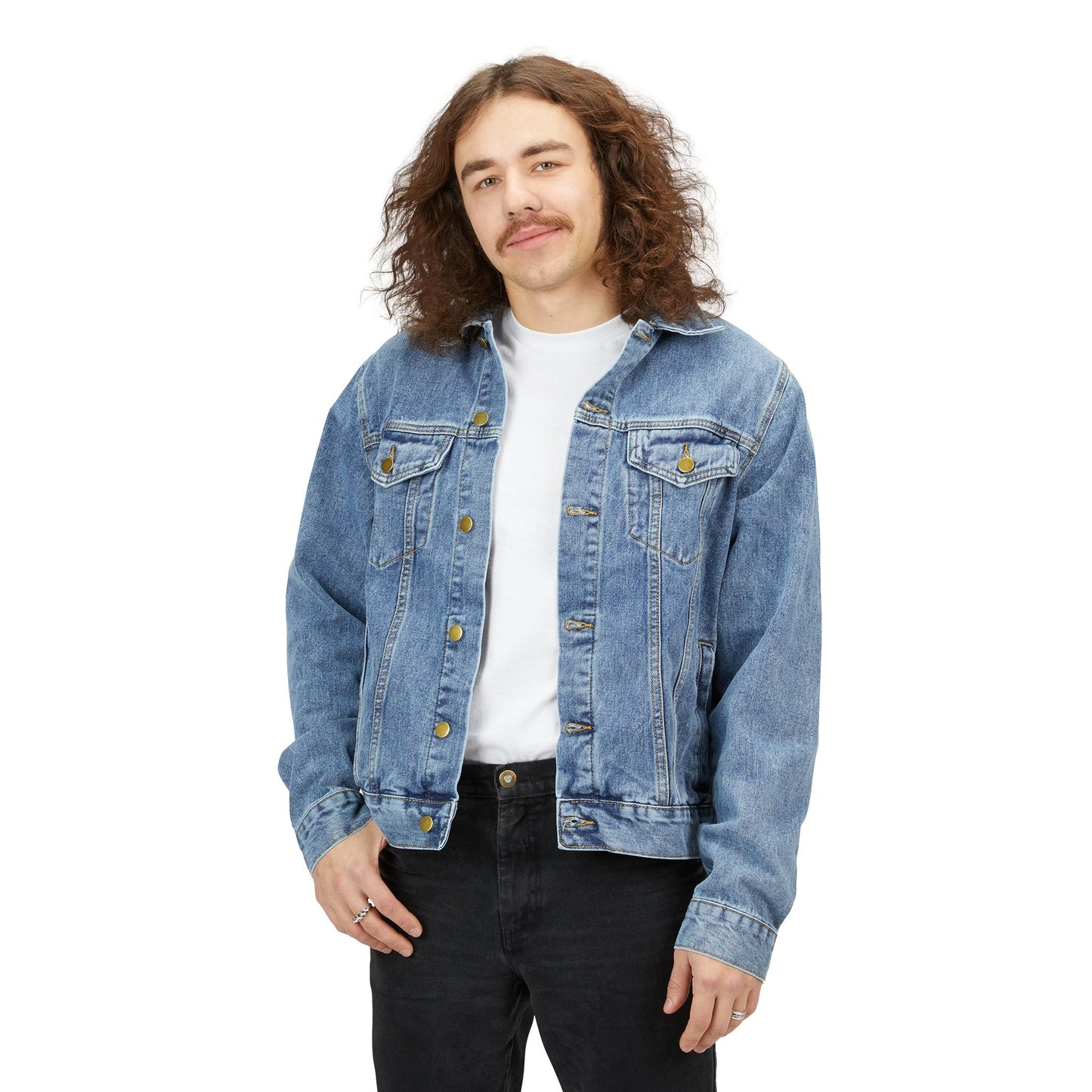 Denim Jacket — 'NICE Fingerboards' Graphic Back Patch, Retro Skate Style